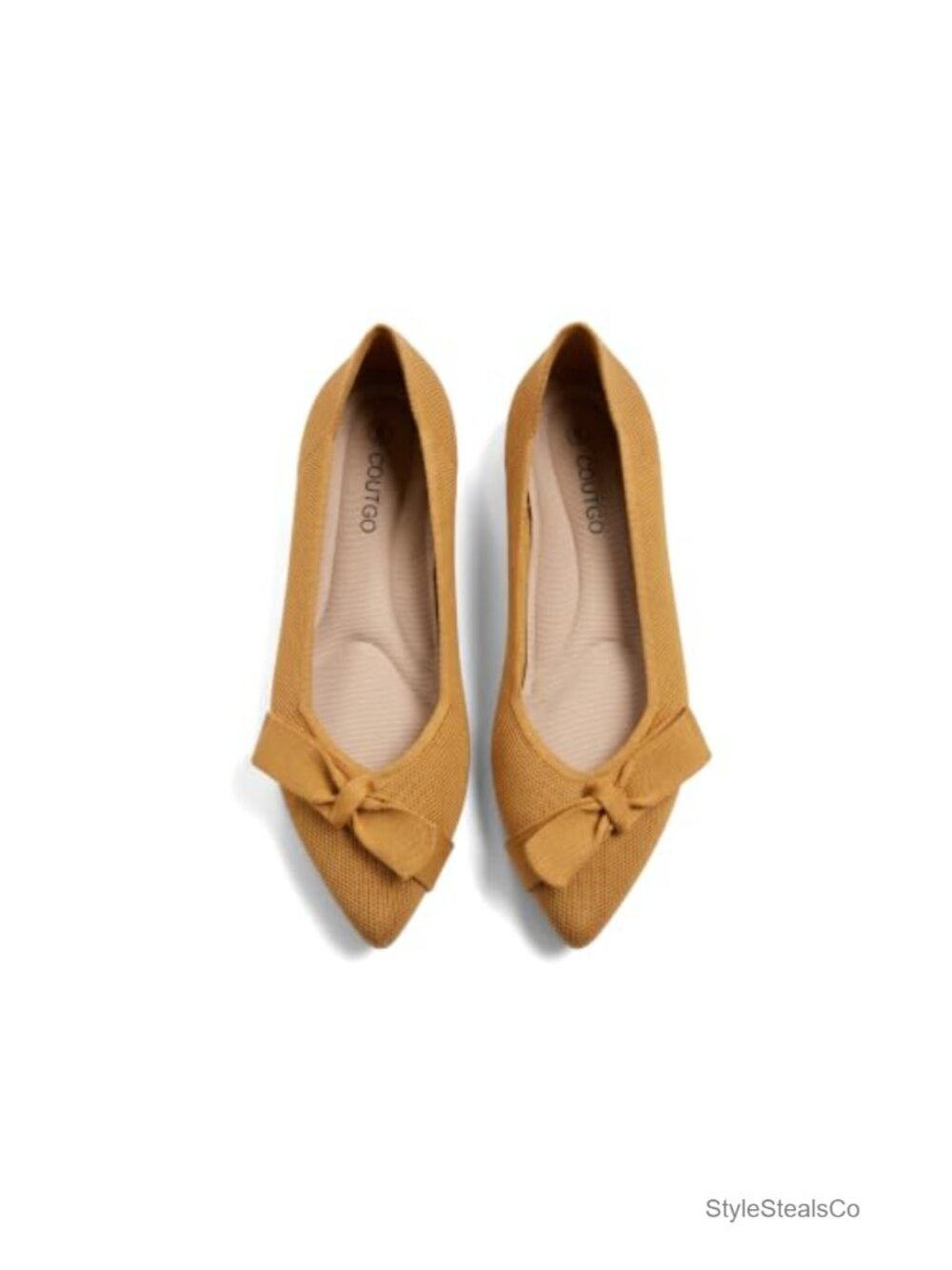 Knit Pointed Toe Bow Ballet Flats Slip On Comfortable Dressy Work Shoes